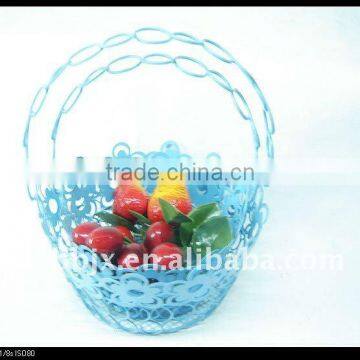 Blue round wire storage metal hanging baskets