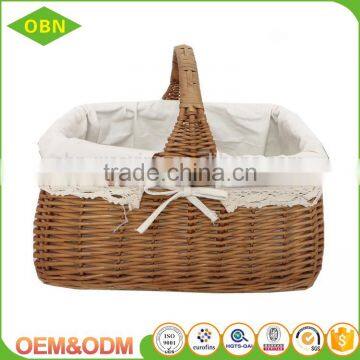 High quality durable handled wicker empty picnic baskets