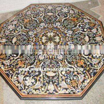 Octagonal Marble Inlay Dining Table Top, Pietra Dura Table Top