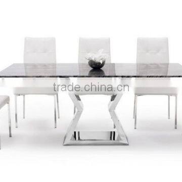 Modern Dining Table With Marble Top and Chrome Base photo-5