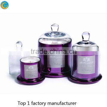 Glass Dome Lid Candle Jar Metallic Color Plating Glass Dome Jar photo-4