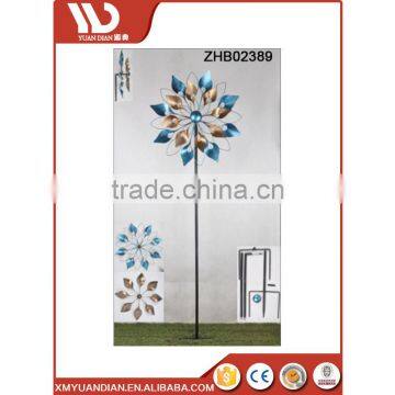 Garden Double Wheel Flower Metal Pinwheel Classics Colorful Petals Wholesale Wind Spinner photo-3