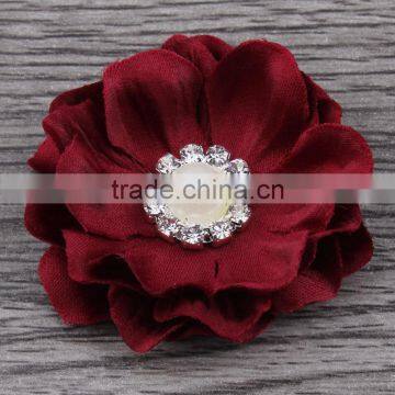 Fabric Flower With Pearl Rhinestone Center for Kids Hair Accessories photo-6