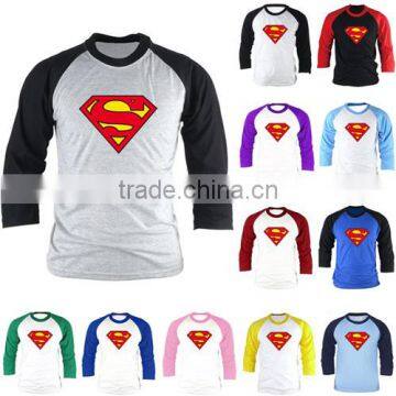 Superman Basic 3/4 raglan tshirt / High quality printed raglan shirt