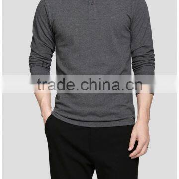 100% Cotton Long Sleeve Mens Slim Fit Printing Embroidery Plain Blank Polo T-shirt photo-5