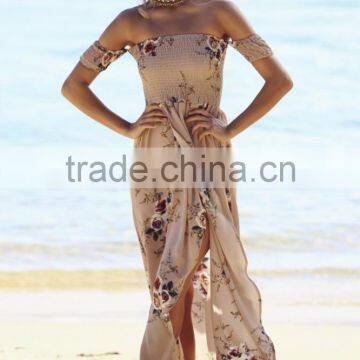 Floral Print off Shoulder Holiday Maxi Dress Latest Design Woman Maxi Dress photo-4