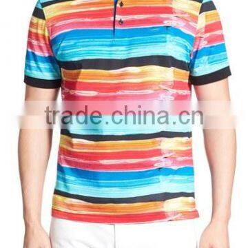 Mgoo Fashion Custom Made Design Colorful Men Stripe Polo Shirt With Short Sleeve Casual Outwear With American Sizes photo-3
