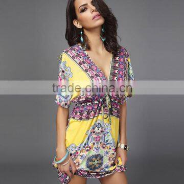 Zm50295b Plus Size Ladies Clothes Wholesale v Neck Sexy Women Dresses photo-2