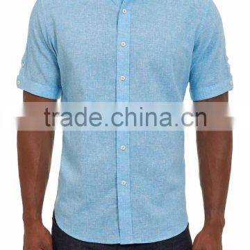 Subtle texture pure color embroidery shirt design with oversized option