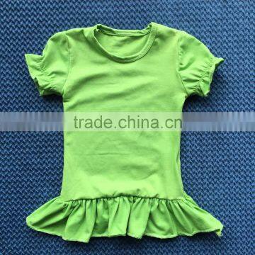2016 Girls Blank Ruffle Sleeve T Shirt Kids T-shirt Ruffle Sleeve Plain Cotton T-shirt YW-0018 photo-3