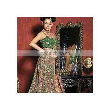 Green Heavy Work Lehenga Sarees