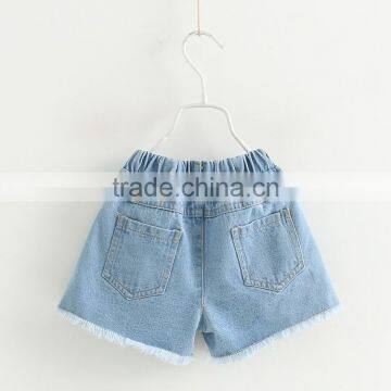 Summer Wholesale Solid Color Embroidery Girls Denim Shorts photo-2