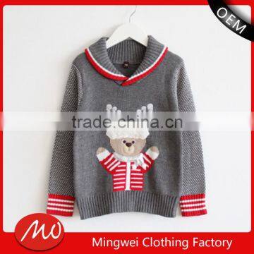 Christmas bear pattern cashmere ugly christmas sweater for kids with high quality