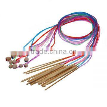 Natural Bamboo Flexible Afghan Tunisian Carpet Crochet Hooks Needles At Random Transparent 130cm long