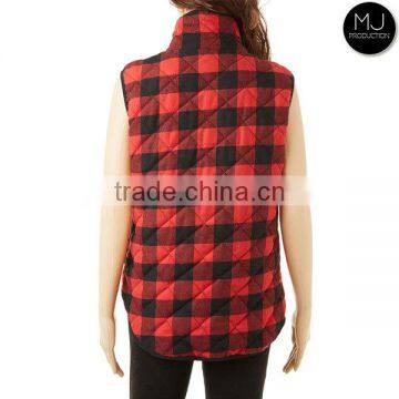 Wholesale Plaid Buffalo Vest Top Women Quilted Vest photo-5
