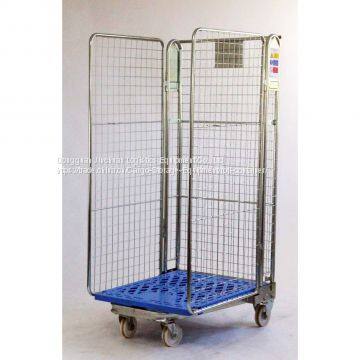 Logistics Warehouse Roll Cage Trolley / Steel Roll Container