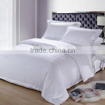 Guangzhou bed linen manufacturer 300 Thread count white color cotton bedsheets bedding sets