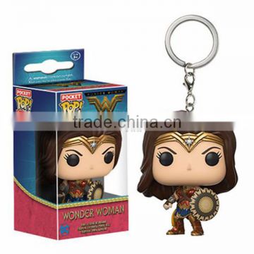 2017 Hot Movie figure Wonder Woman Pocket POP Keychain, PVC figure doll keychain cheap price.