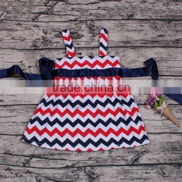 Children girls chevron print brace tutu dress blue and red skirt 4th of july outfits newborn wholesale clothes store cheap skirt