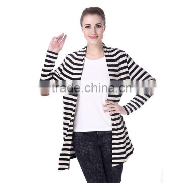 Wholesale wool knitted sweater cardigan zebra stripe women