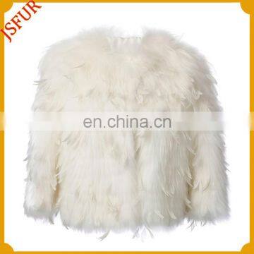 Jiaxing china supplier workmanship wholesale raccoon with feather fur coat