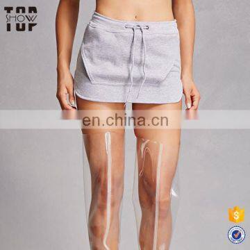 China manufacturer vented dolphin hem fleece knit latex fashion short skirt