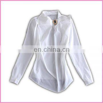 white cotton fabric lady shirt shining stone below the collar