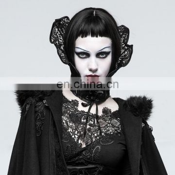 Punk Rave gothic victorian black lace neck-corset collar head-piece S-219