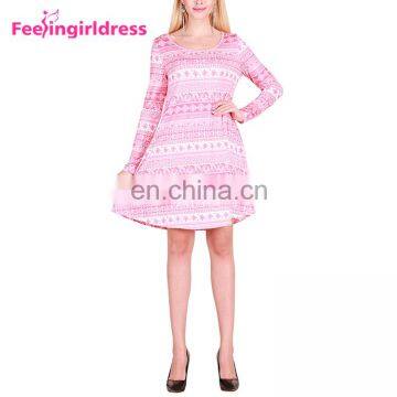 Wholesale Women Pink Knee Length Long Sleeve Christmas Party Formal Evening Dress photo-5