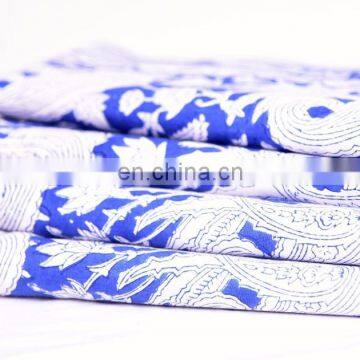 Indian Beautiful Hand Block 100% Cotton Blue Fabric Crafting Dressmaking Sewing Fabric By Meter Natural Vegetable Print Fabric