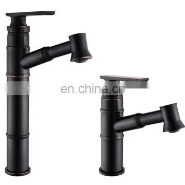 Bathroom pull down basin faucet black color basin mixer tap