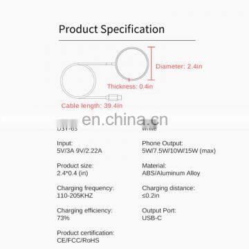 Customed Universal Qi 15W Wireless Magnetic Charger Type C Quick Fast Charging Charger for Cell Phone photo-5