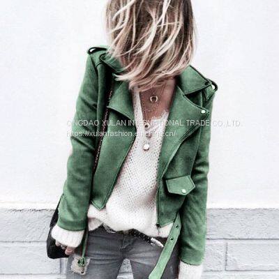 Lady Long Sleeve Faux Suede Zipper Short Coat Plus Size Women Jacket Tops Outwear X20210412 photo-5