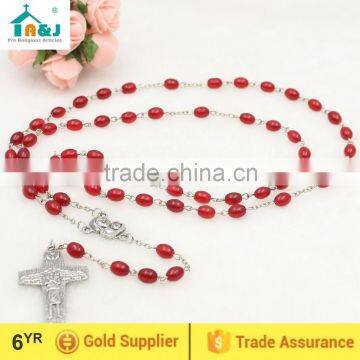 Catholic Oval Shape Glass Beads Pope Rosary