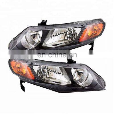 Black Color Light For Honda Civic 2006 4-Door Sedan Headlights Headlamps