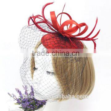 Wholesale Fashion Fascinator Red Mini Hat With Black Veil photo-2