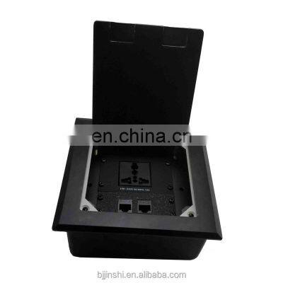 Golden Brushed Stainless Steel Electrical Floor Power Data Mounted Outlet Socket Box photo-3