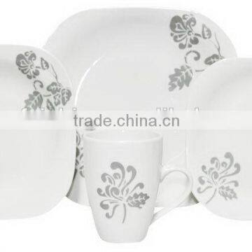 Unbreakable Square Shape Dinner Plate Set With Cheap Price Porcelain Square Shape Dinner Set With Decal photo-3