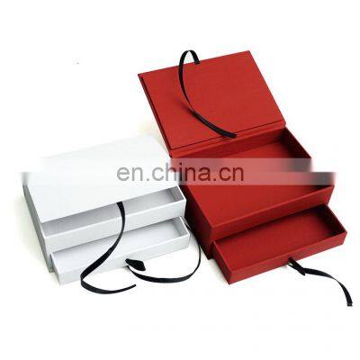 Pull out jewelry packaging drawer organizer box for jewellery with paper insert