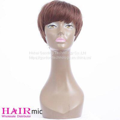 Short Red Brown Human Hair Wig With Wholesale Price photo-3