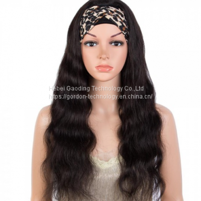 Natrual Color Long Loose Wave Headband Human Hair Wig