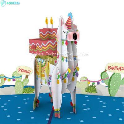 Happy Birthday Llama 3D Pop-up Card Custom Special Pop-up Birthday Cards for Kids