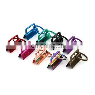 Wholesale Bulk Colorful Nickle Plated Metal Key Ring Tail Clip Fob Hardware Hanger Rings With Keyring Buckle