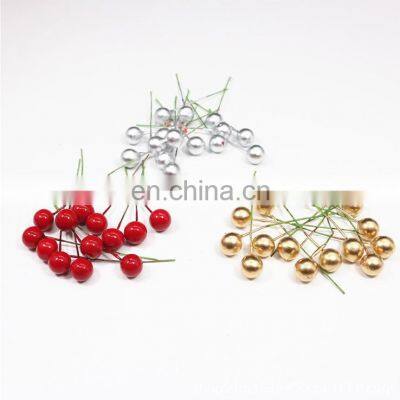 Artificial Flower Fruit Stamens Cherry Christmas Plastic Pearl Berries Diy Gift Box Decorated Wreaths For Home Decor