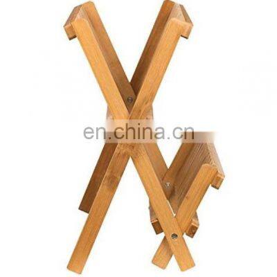 Foldable Bamboo 2-Tier Dish Drying Rack Space-Saving Kitchen Countertop Plate Drainer photo-5