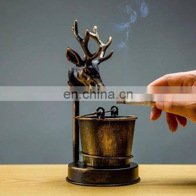 Retro Creative Faucet Bird Deer Head Figurine Ashtray Vintage Handicraft for Home Bar Decoration Accessories Photography Props photo-5
