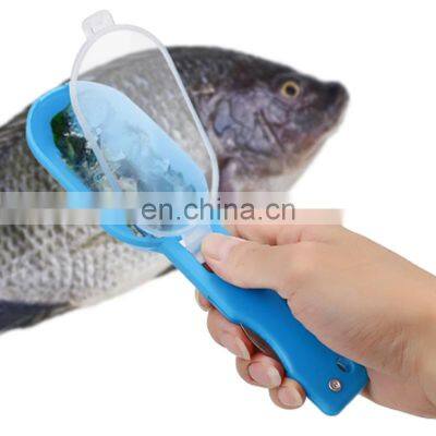 Plastic Fishing Scale Brush Built-in Fish Cutter Fish Skin Brush Scraping Fast Remove Fish Knife Cleaning Scaler Scraper photo-3