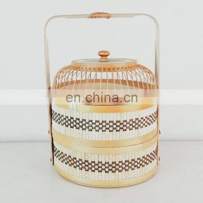 New Design 2 Tiers Bamboo Storage Basket With Handle And Lid Picnic Basket High Quality Wholesale Made in Vietnam