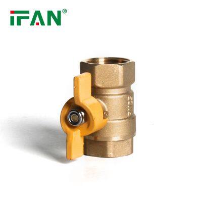 IFAN PN25 Butterfly Handle Yellow Brass Ball Valve Natural Gas Brass Valves photo-5