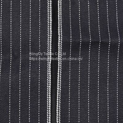 13oz Blue and White Striped Black Weft Right Twill Best Raw Denim Fabric 32/33 